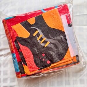 DESIGNWARE 13” Party Napkins Red Orange Black & Blue Rockstar Music Theme 80 Pcs
